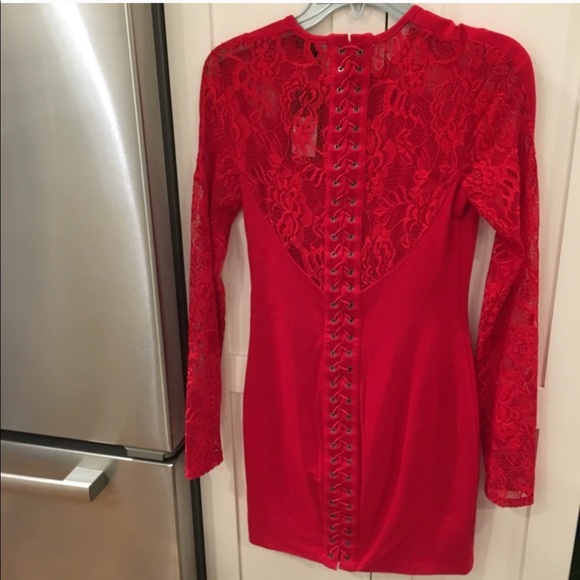 guess red lace dress